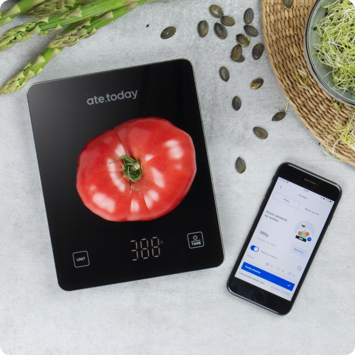 Kitchen scale for diabetics with Polish app: carbohydrates, insulin, WARRANTY Brand no brand