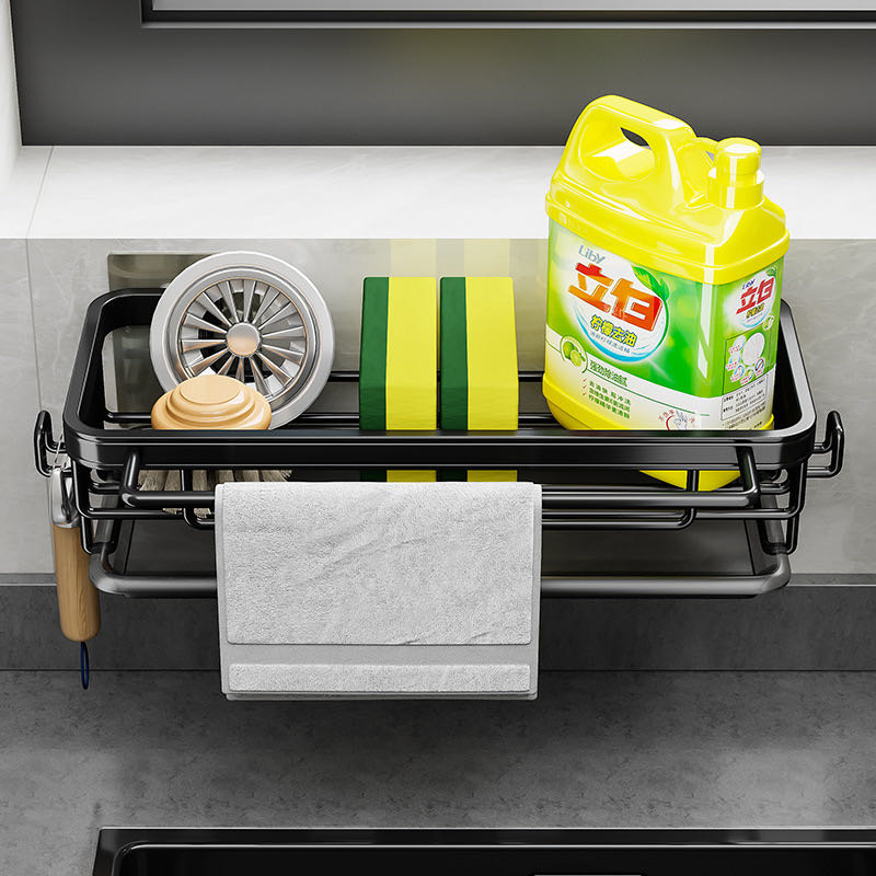 Kitchen shelf hanging organizer drainer black Color black