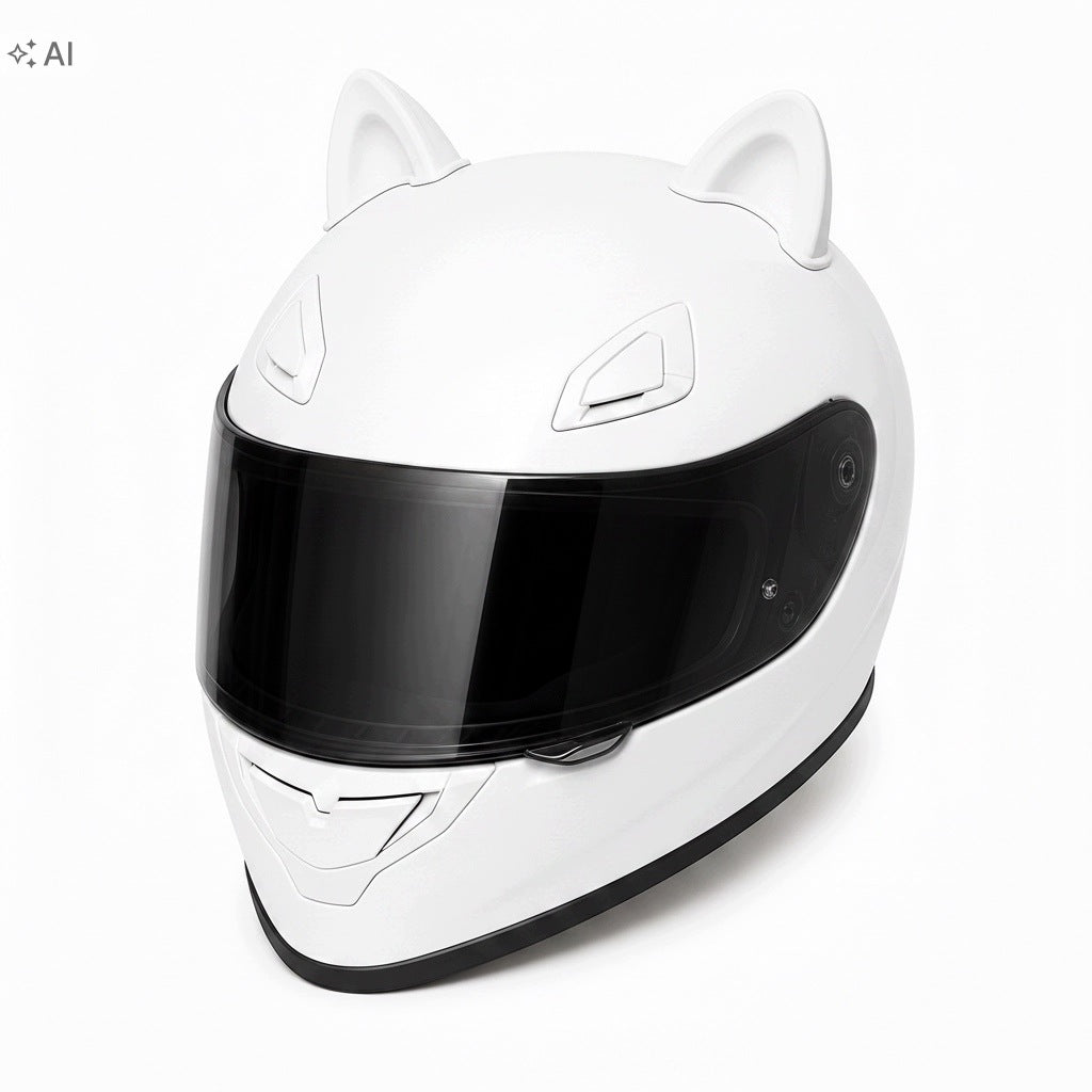 Kitten Ears For Motorcycle Helmet Sticky 3M White 2 Pieces Packaging status original