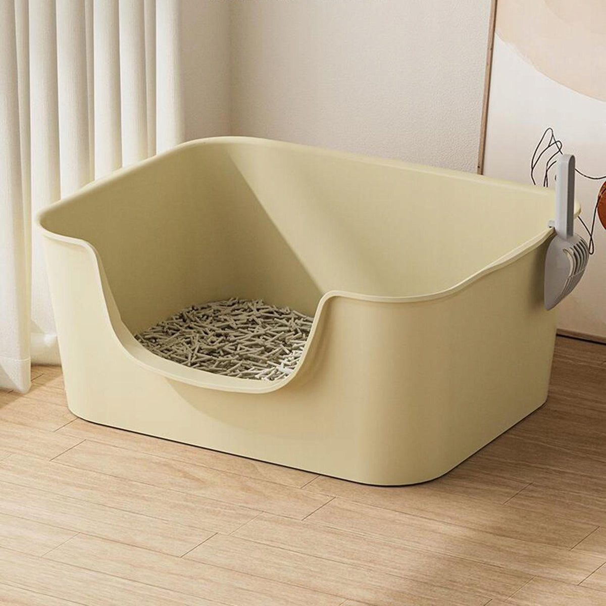 Kitten Litter Pan Extra Large Lowered Front Easy to Use Open Top Pet White
