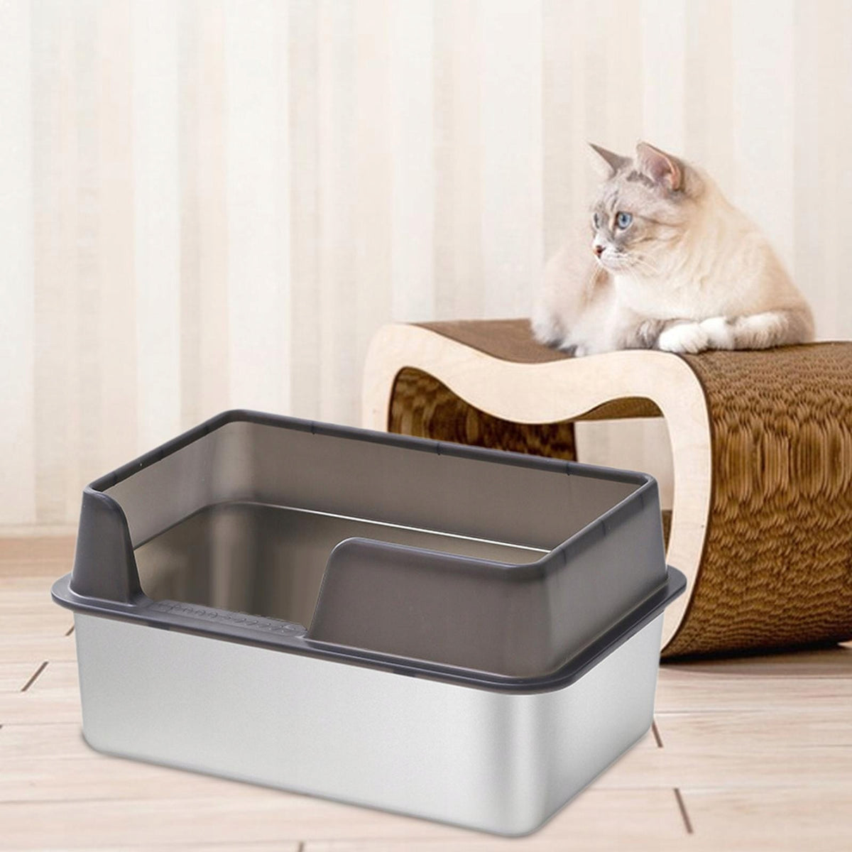 Kitten Litter Tray Open Kitty Litter Pan Pet Litter Box High Sided L Black