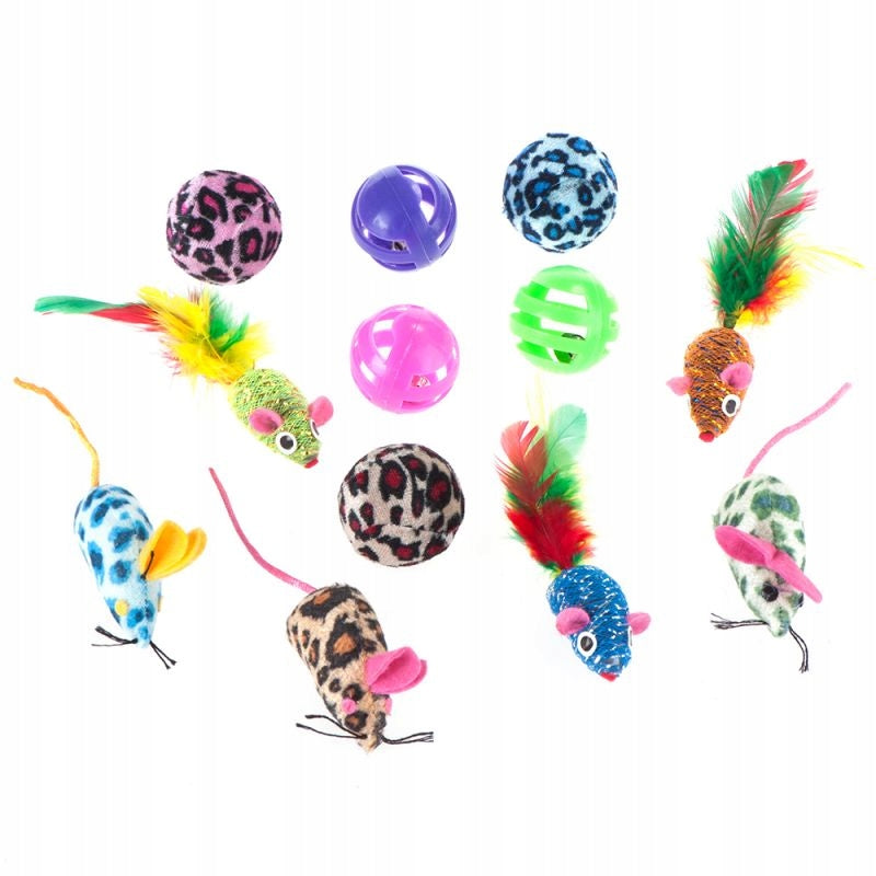 Kitten toy ball with bell or mouse plush random packing