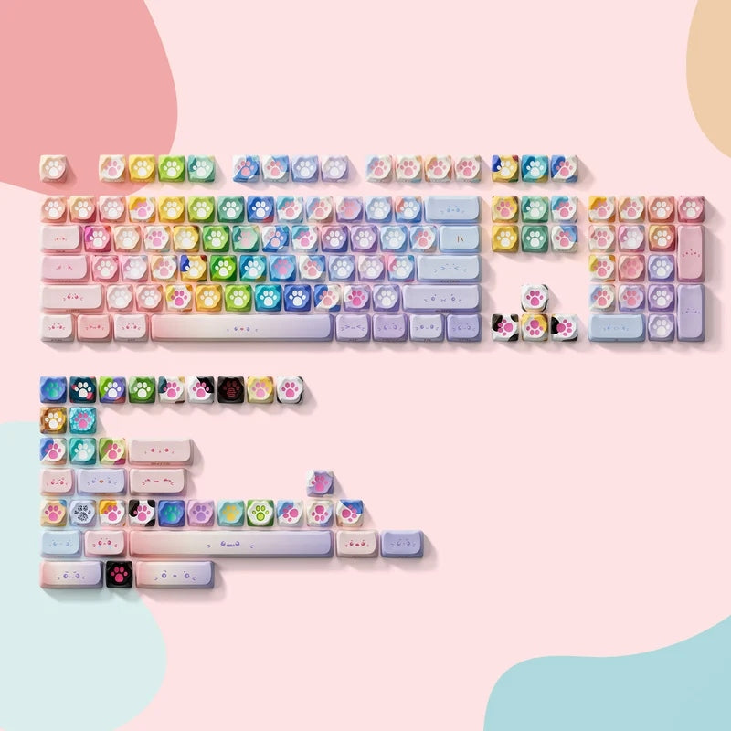 Kitty Paws Keycaps Key Covers Cute for Keyboard with PBT Dye-Sub Manufacturer code Kitty Paws Keycap Set (142-key)
