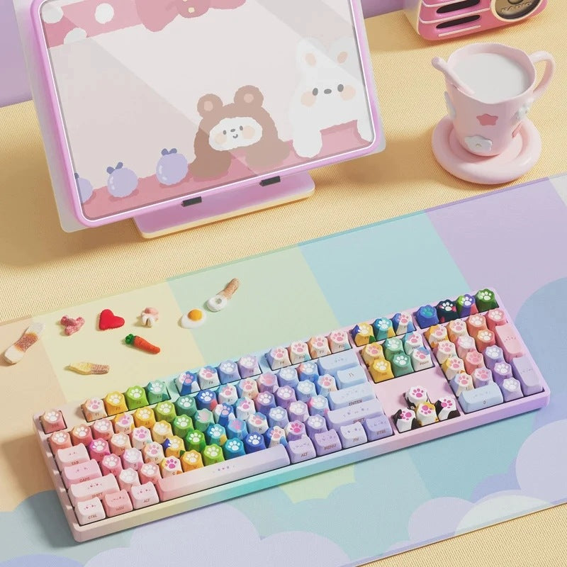 Kitty Paws Keycaps Key Covers Cute for Keyboard with PBT Dye-Sub Packaging status original