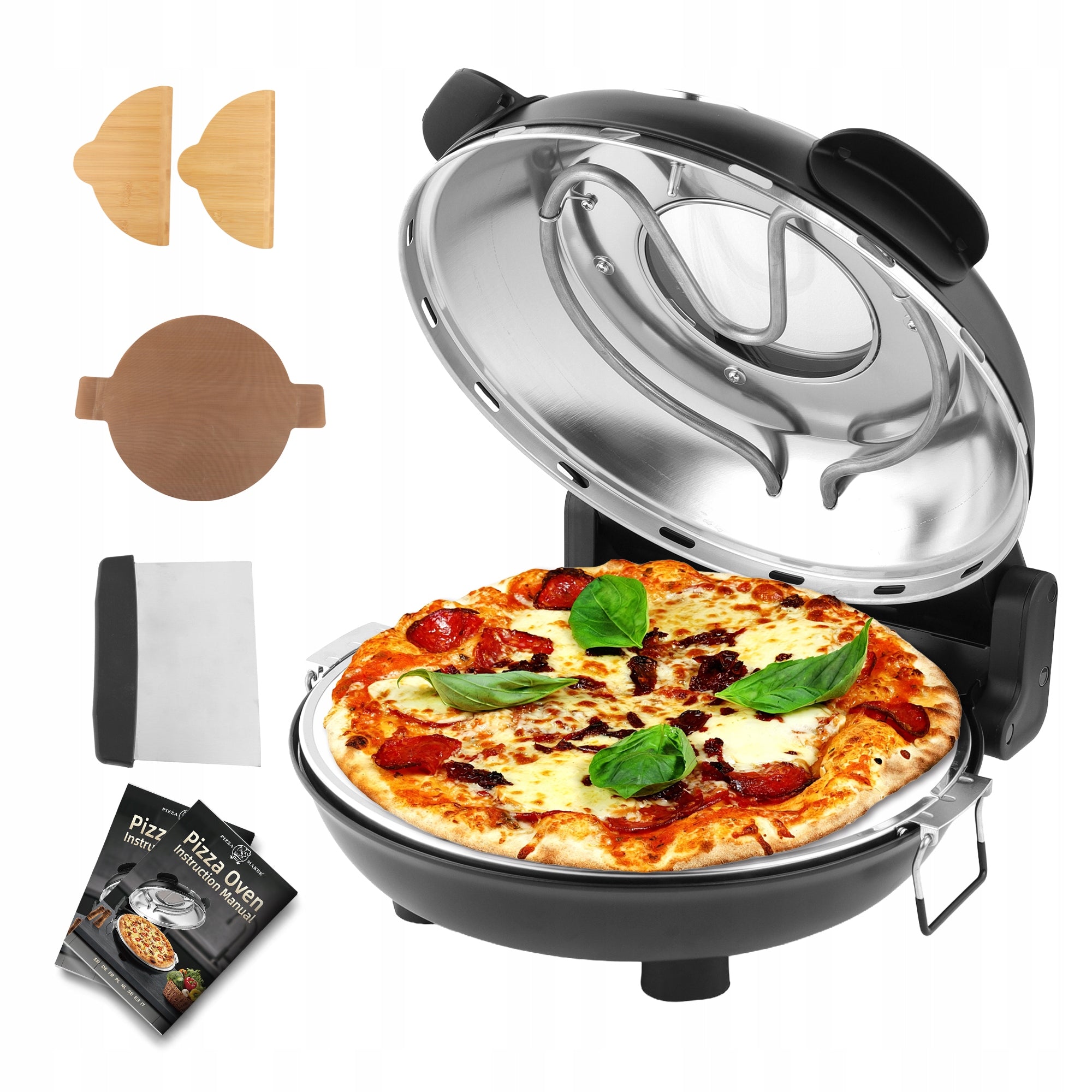 Klaif Electric Pizza Oven,31cm Ceramic Stone,420°C Max,1200W Home Baking