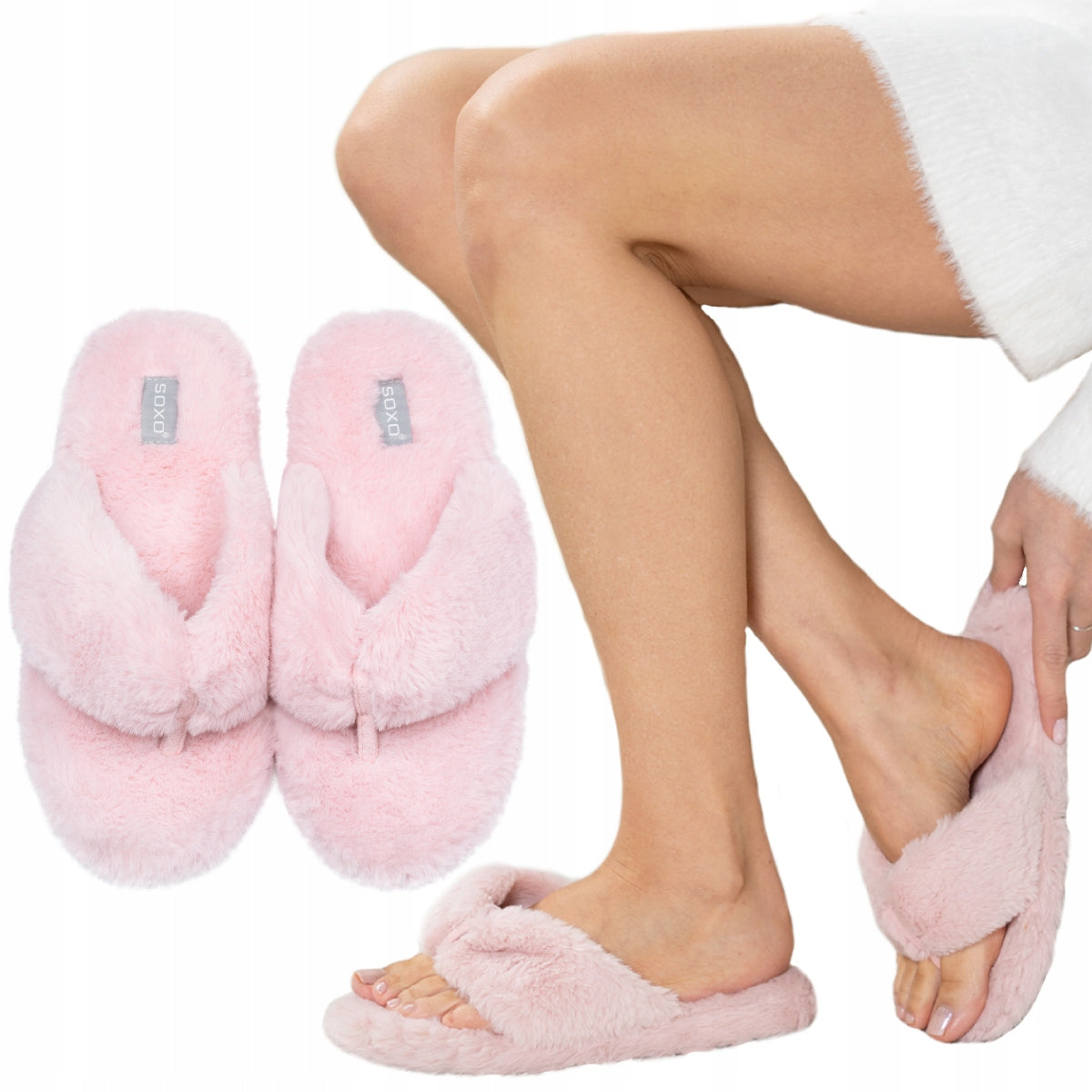 Sox Damenhausschuhe flauschig, rosa 