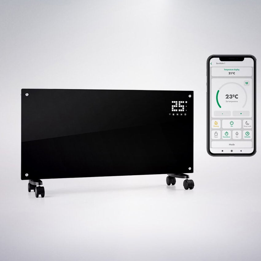 Klarstein glass convection heater 2000W WiFi timer remote control black