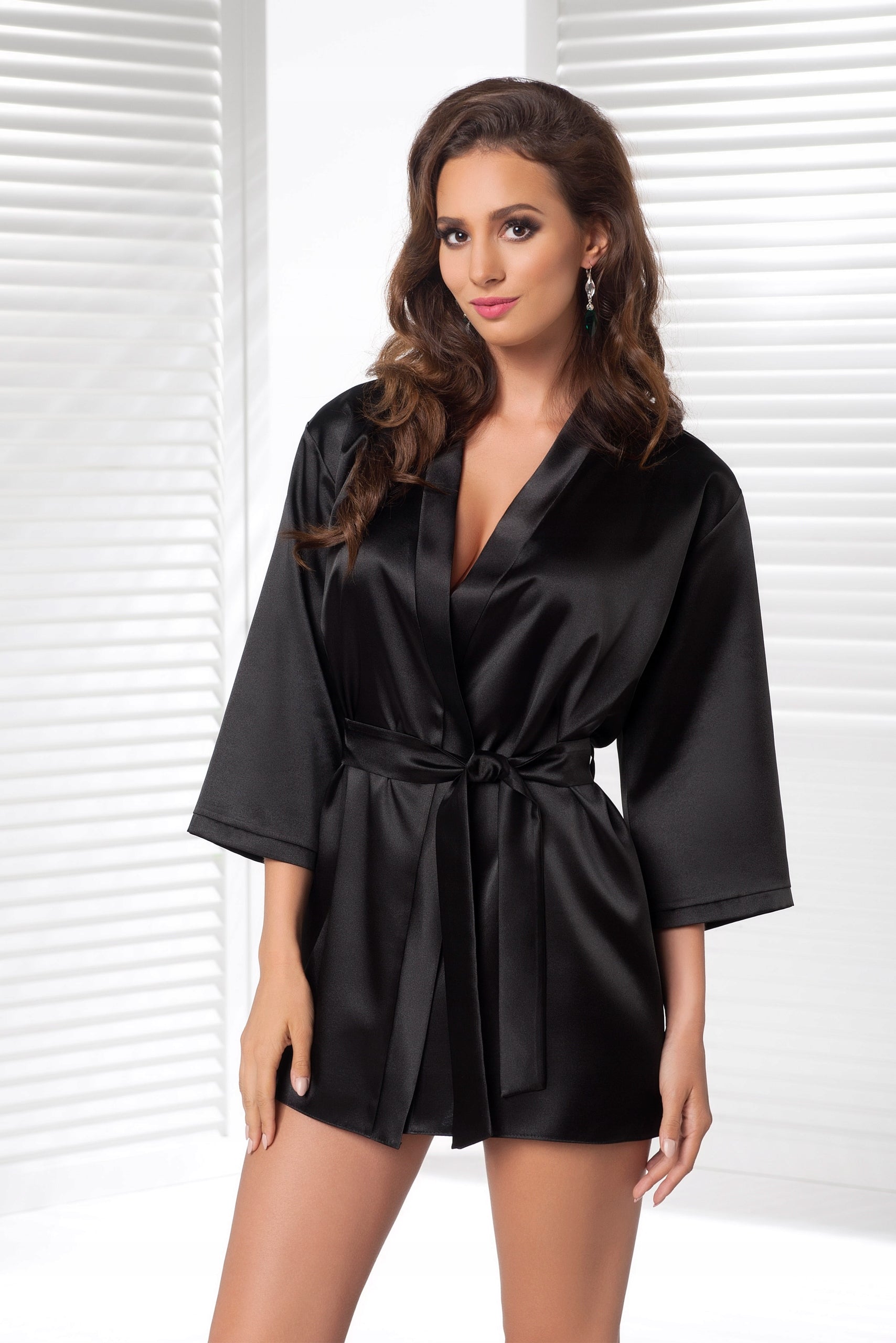 Morgenmantel für Damen Irall 64761, schwarz 