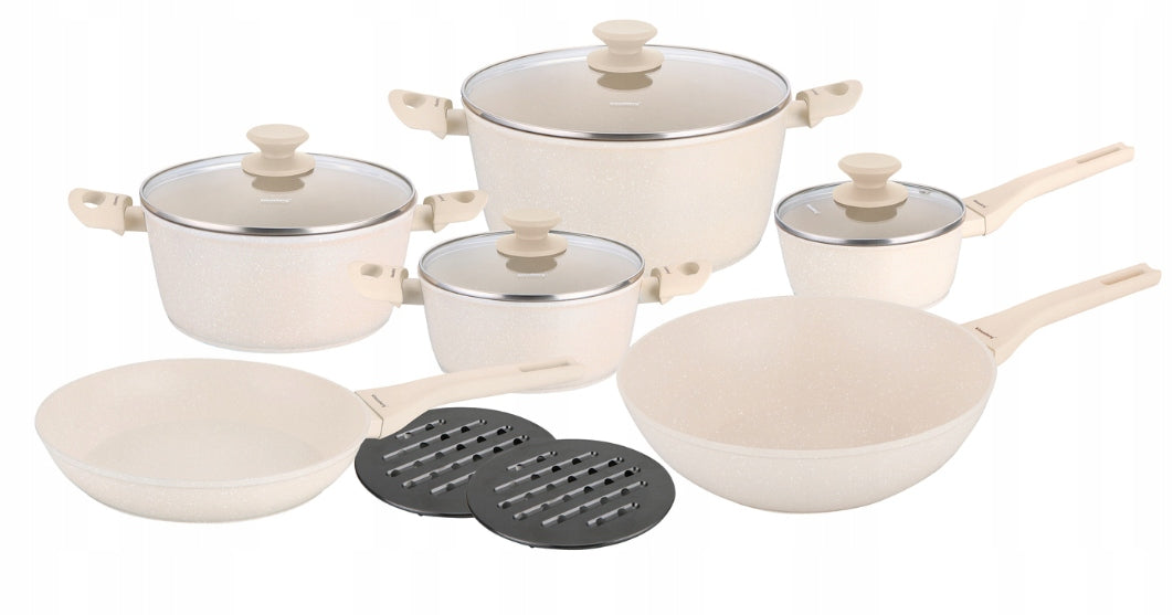 Klausberg KB-7959 Set of pots 12 el. marble induction Gas Beige Set Material aluminum