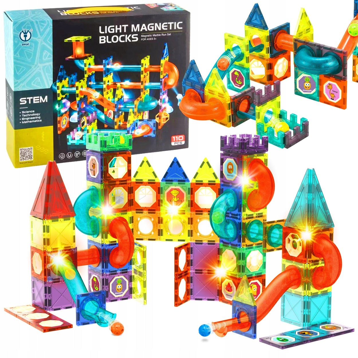 Magnetinės kaladėlės STEM 110 elementų