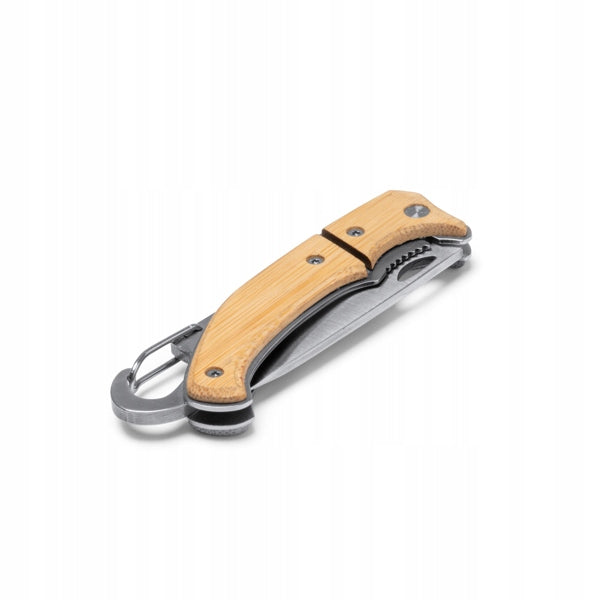 Knife pocket knife folding tourist steel carabiner lock for bambo expeditions Manufacturer code Nóż turystyczny składany stal/bambus blokada