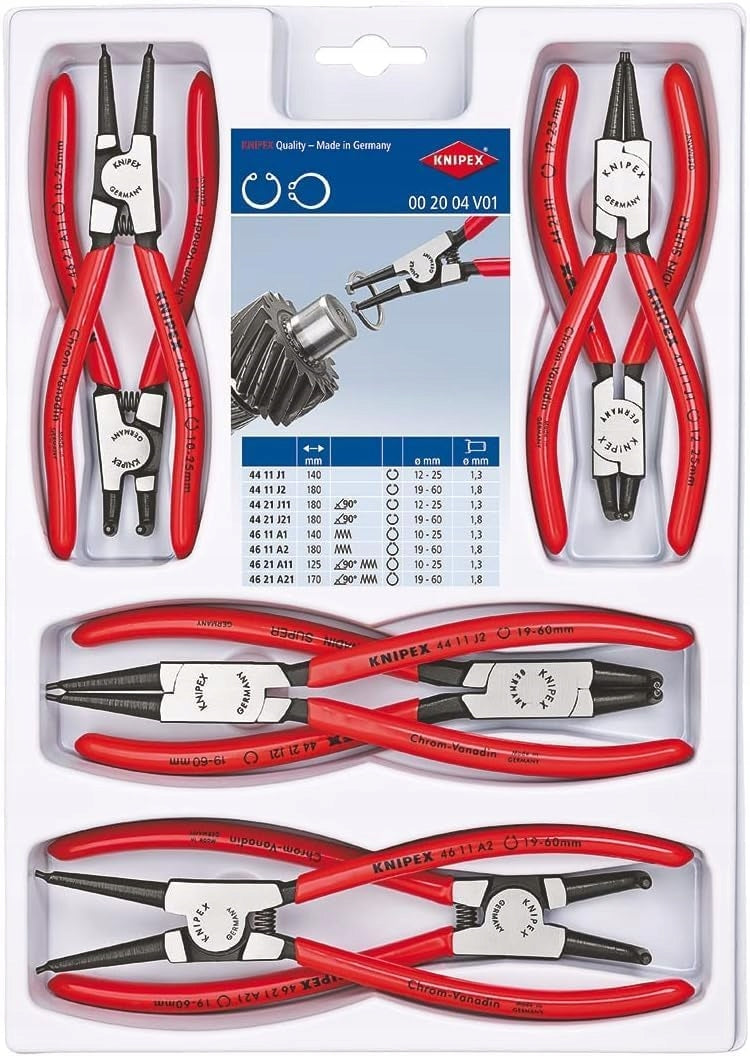 Knipex 00 20 04 V01 Settlement Seger Ring Pliers Set of 8 Packaging status original