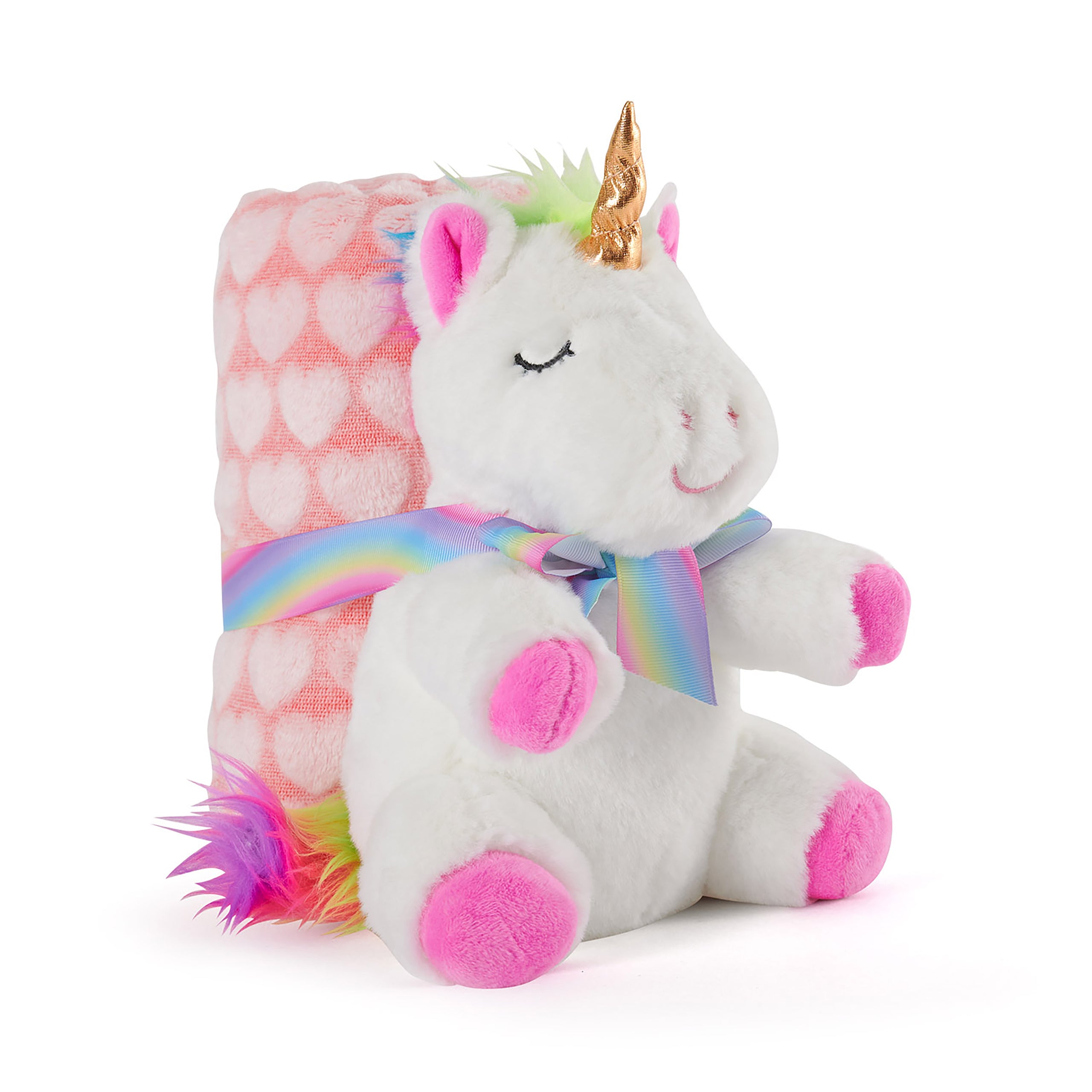 Plüschtier mit Decke Perletti Tiara Einhorn Weiche Decke, 22 cm