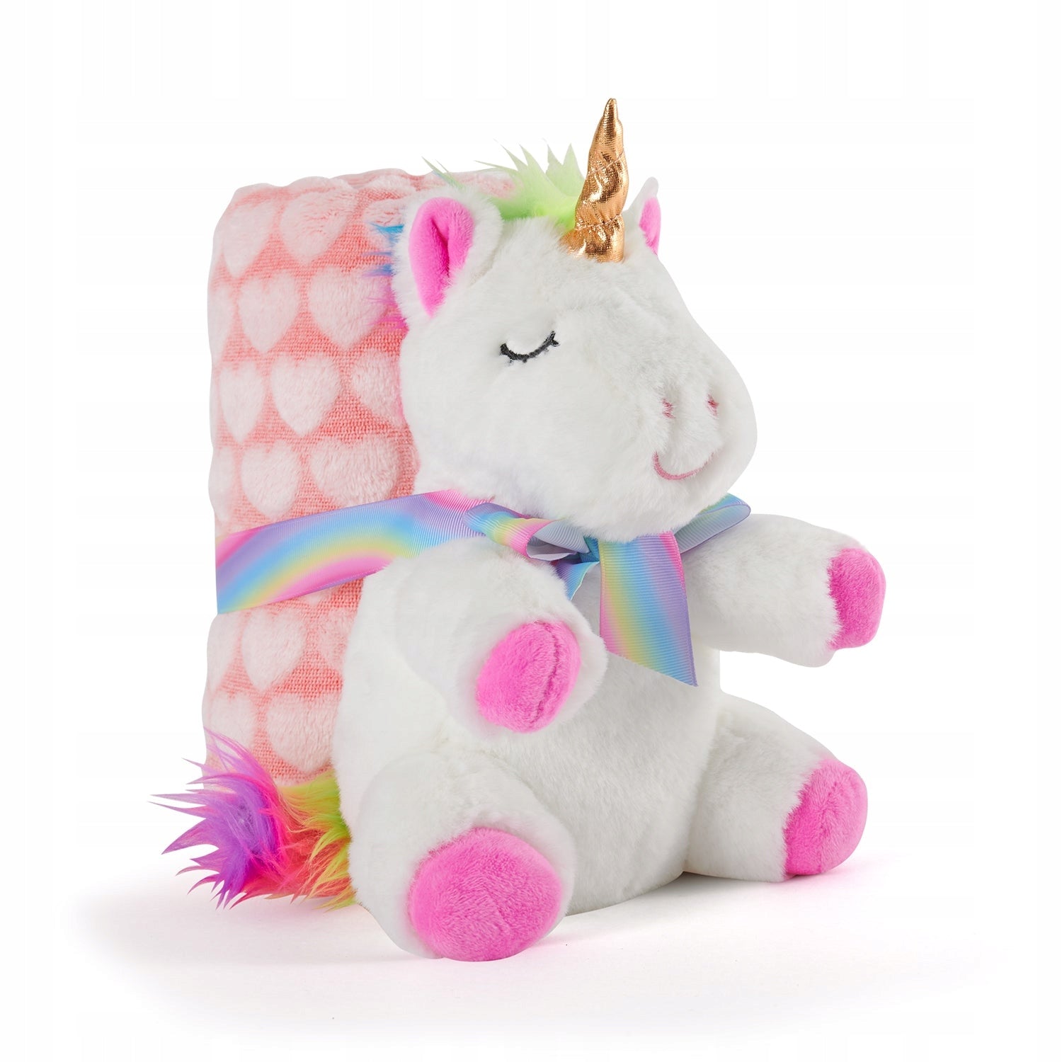 Plüschtier mit Decke Perletti Tiara Einhorn Weiche Decke, 22 cm