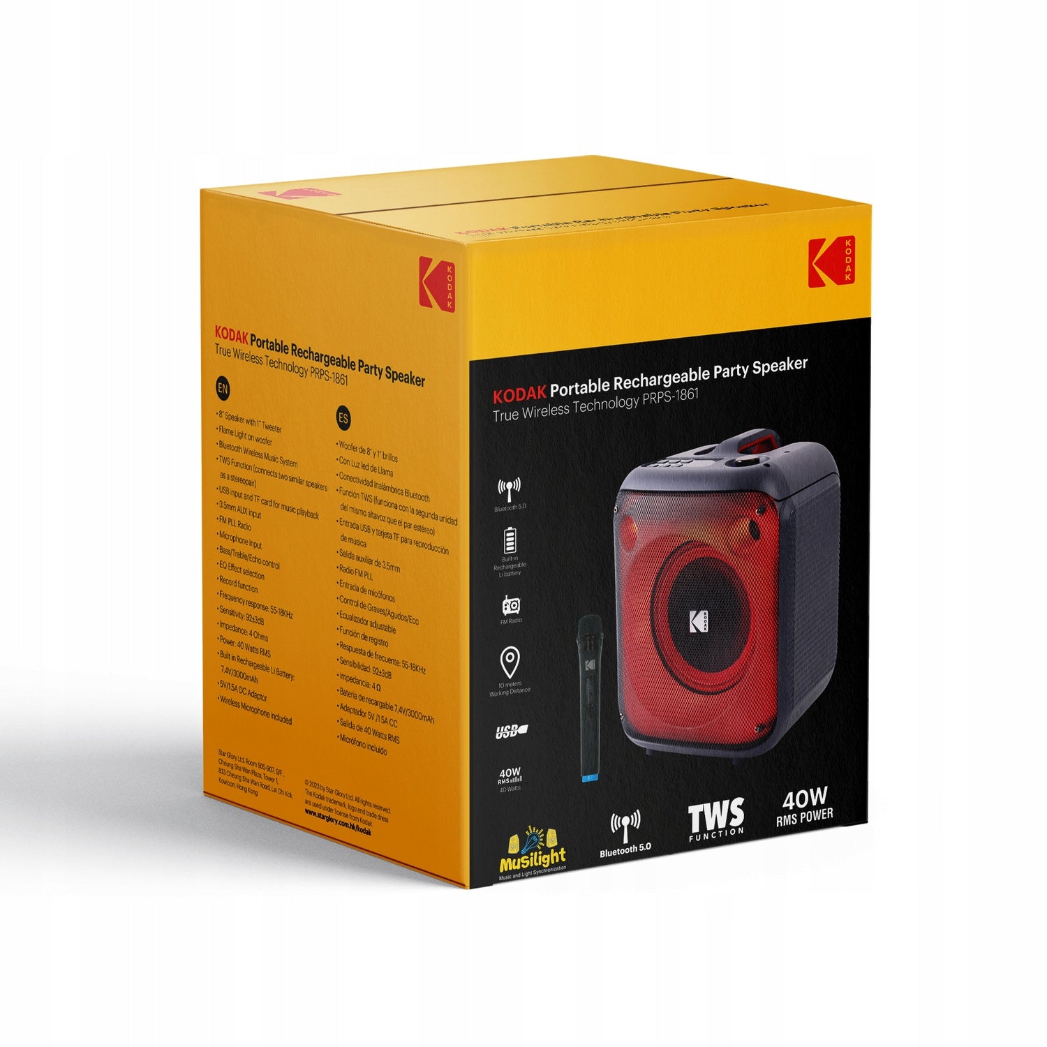 Kodak PRPS-1861 Portable Party Speaker 40W Bluetooth TWS Flame Light Brand no brand