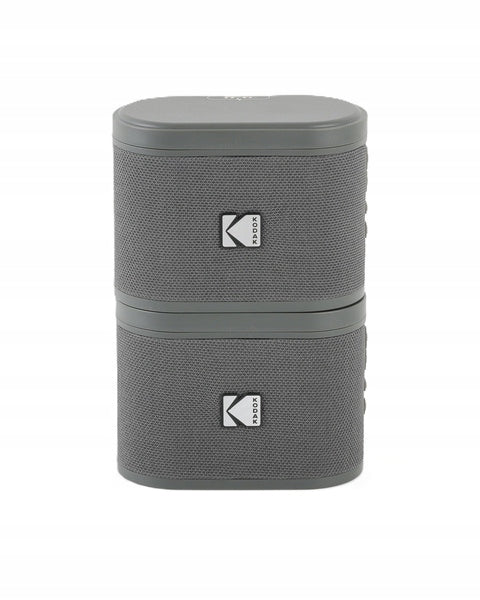 Kodak SoundBrix Dual Gray Set of 2 Bluetooth Stereo Speakers 50m USB-C
