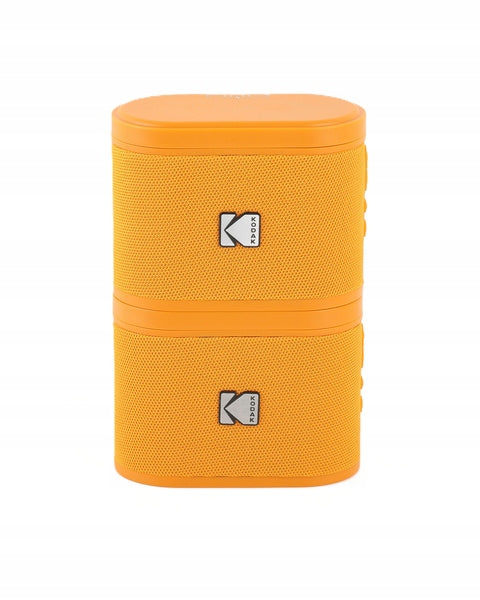 Kodak SoundBrix Dual Orange Set of 2 Bluetooth Stereo Speakers 50m USB-C
