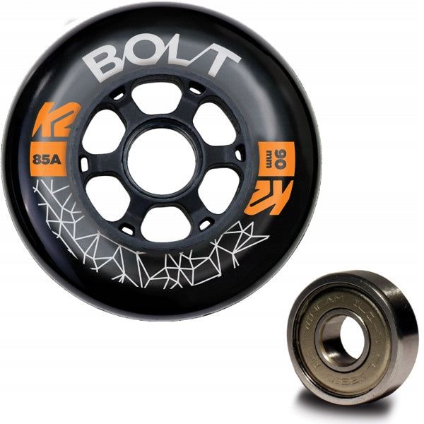 Atsarginiai ratukai riedučiams su guoliais K2 Bolt 90 mm – 8 vnt.