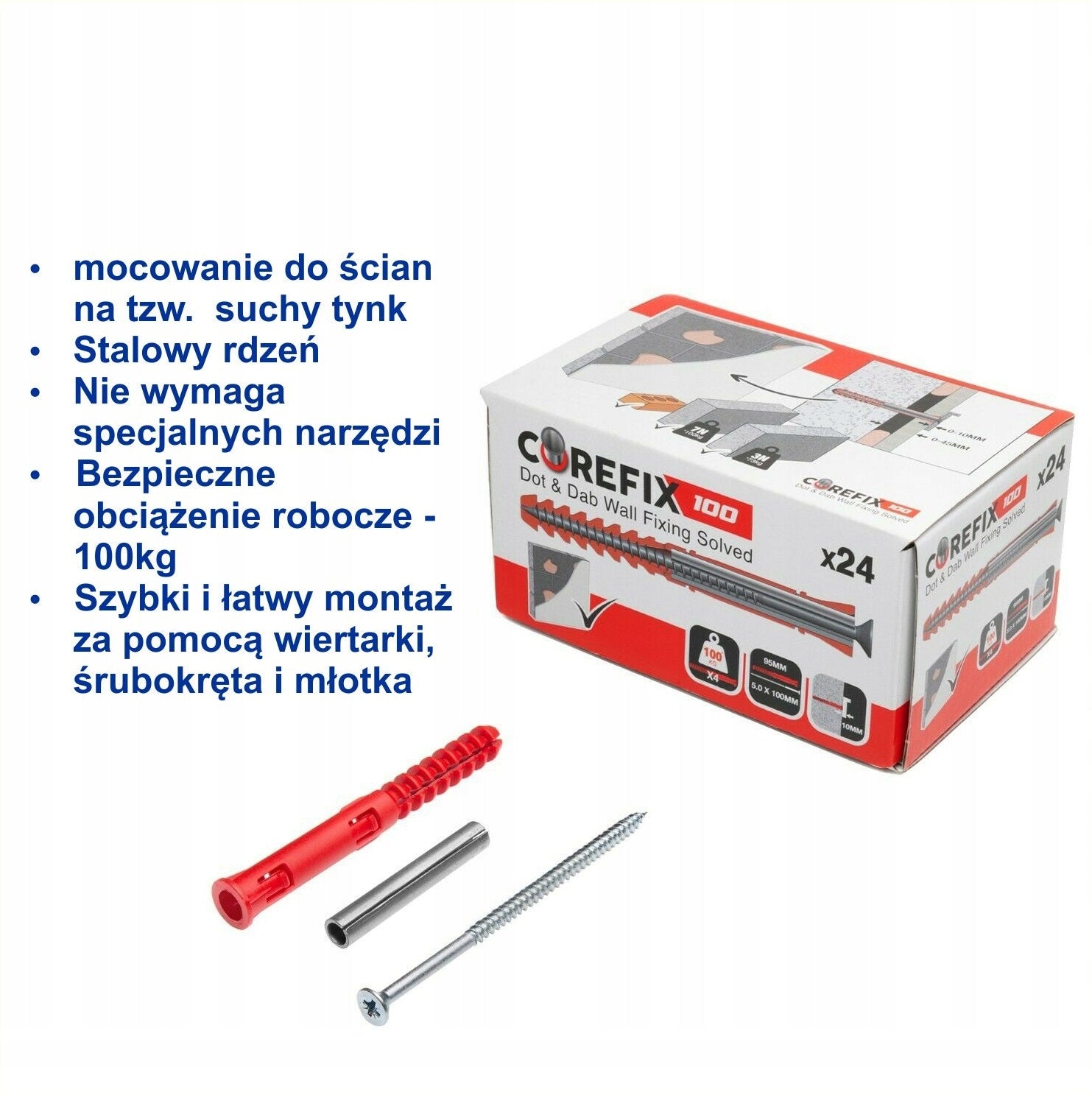 Befestigungsteile Corefix 100 Dot &amp; Dab Wandbefestigung 24 Stk. 