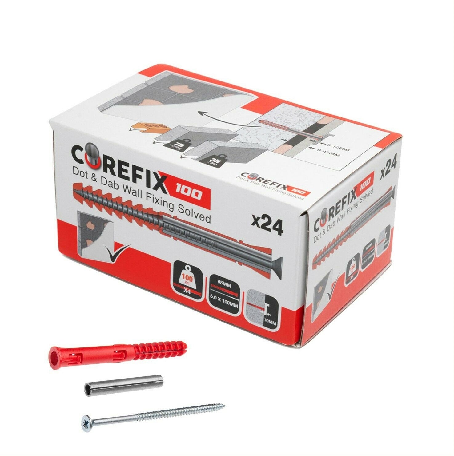 Befestigungsteile Corefix 100 Dot &amp; Dab Wandbefestigung 24 Stk. 