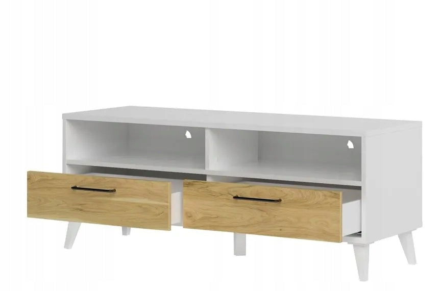 TV-Ständer Barris 24, weiß/braun 