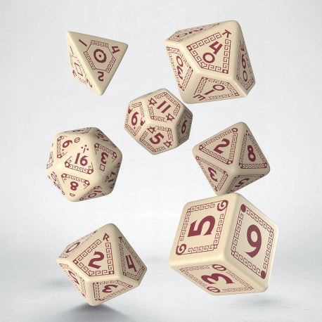 Würfelset Runequest Beige und Burgund 