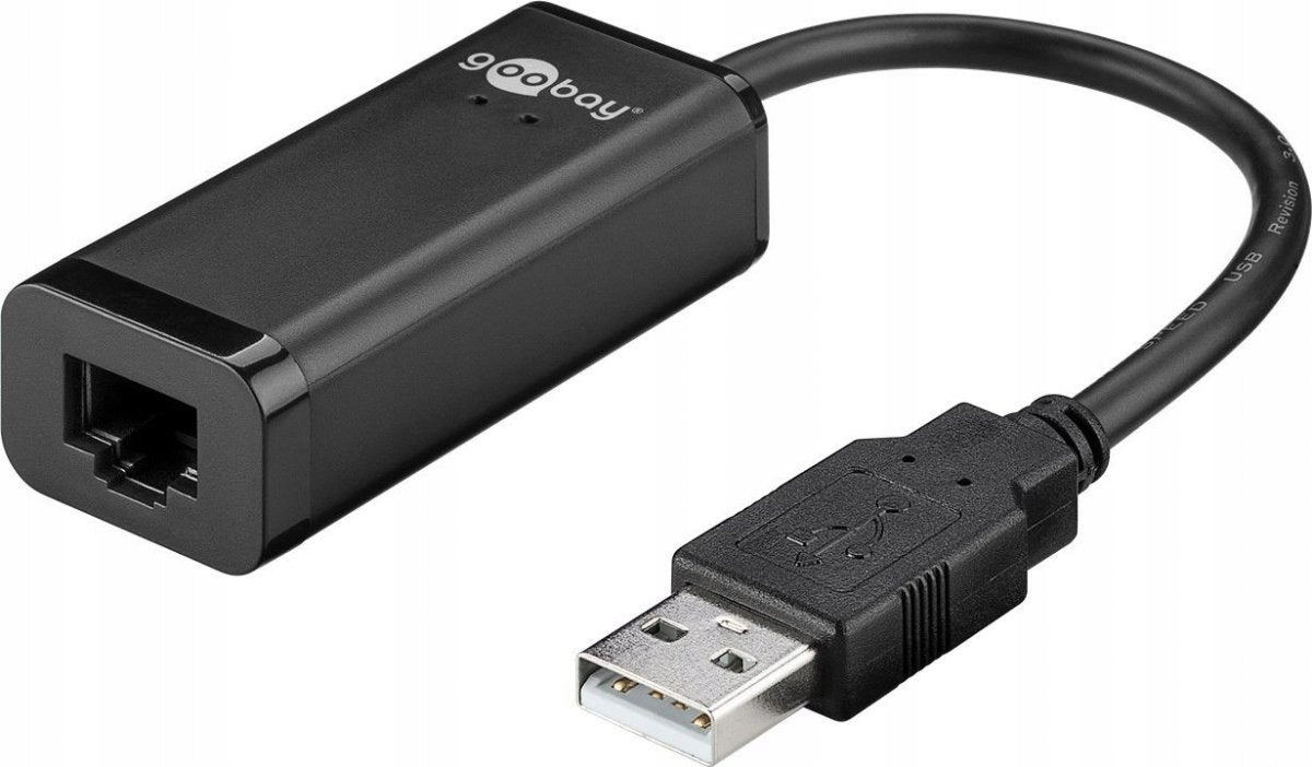 USB tinklo adapteris „GOOBAY 38527" USB 2.0 Type A - Ethernet RJ45, juoda