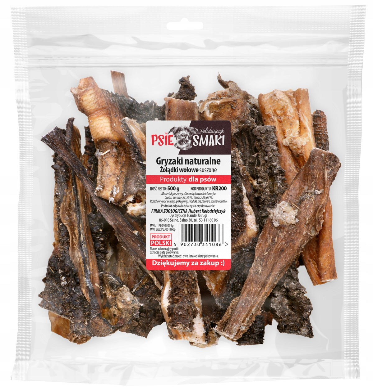 Kołodziejczyk | RUMENS / BEEF STOMACHS - 500G NATURAL DOG TREAT