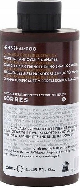 Tonisierendes und haarstärkendes Shampoo mit Magnesium und Weizenproteinen Korres für Männer 250 ml 