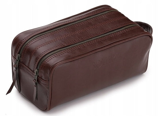 ELEGANTER KOSMETIK-SOLIER FÜR HERREN AUS ECHTLEDER - DUNKELBRAUN 