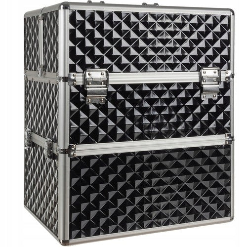 Kosmetikkoffer schwarz silber, 26 x 21 x 32 cm 
