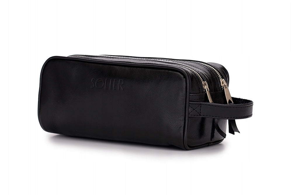 ELEGANTER KOSMETIK-SOLIER FÜR HERREN AUS ECHTLEDER - Schwarz 