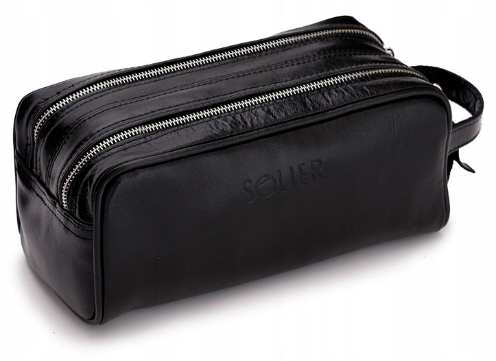 ELEGANTER KOSMETIK-SOLIER FÜR HERREN AUS ECHTLEDER - Schwarz 