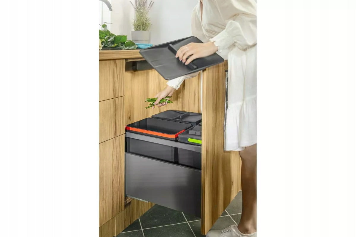 Mülleimer-Set für Schubladen: Einsatz 60 cm, 1x15l, 2x7l 