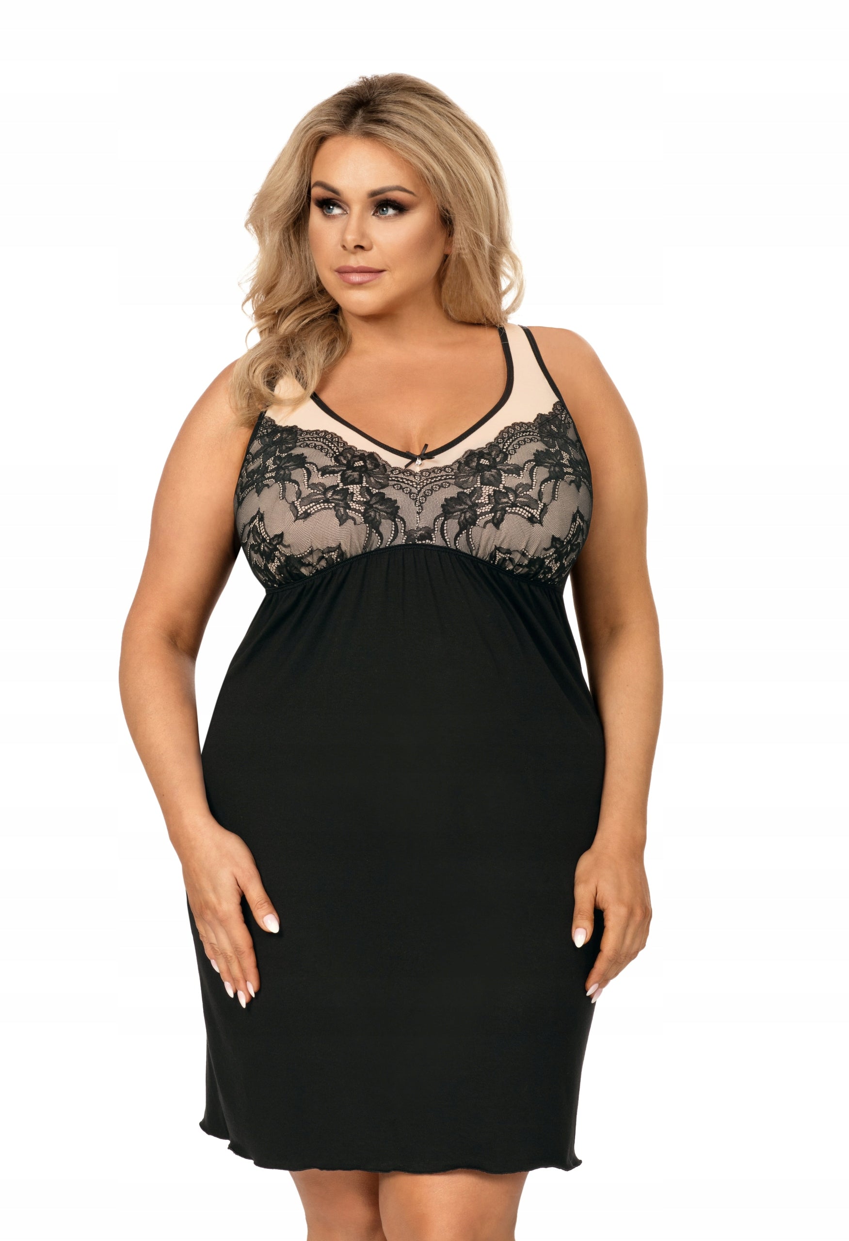 Nachthemden für Damen Donna Sarah plus, schwarz 