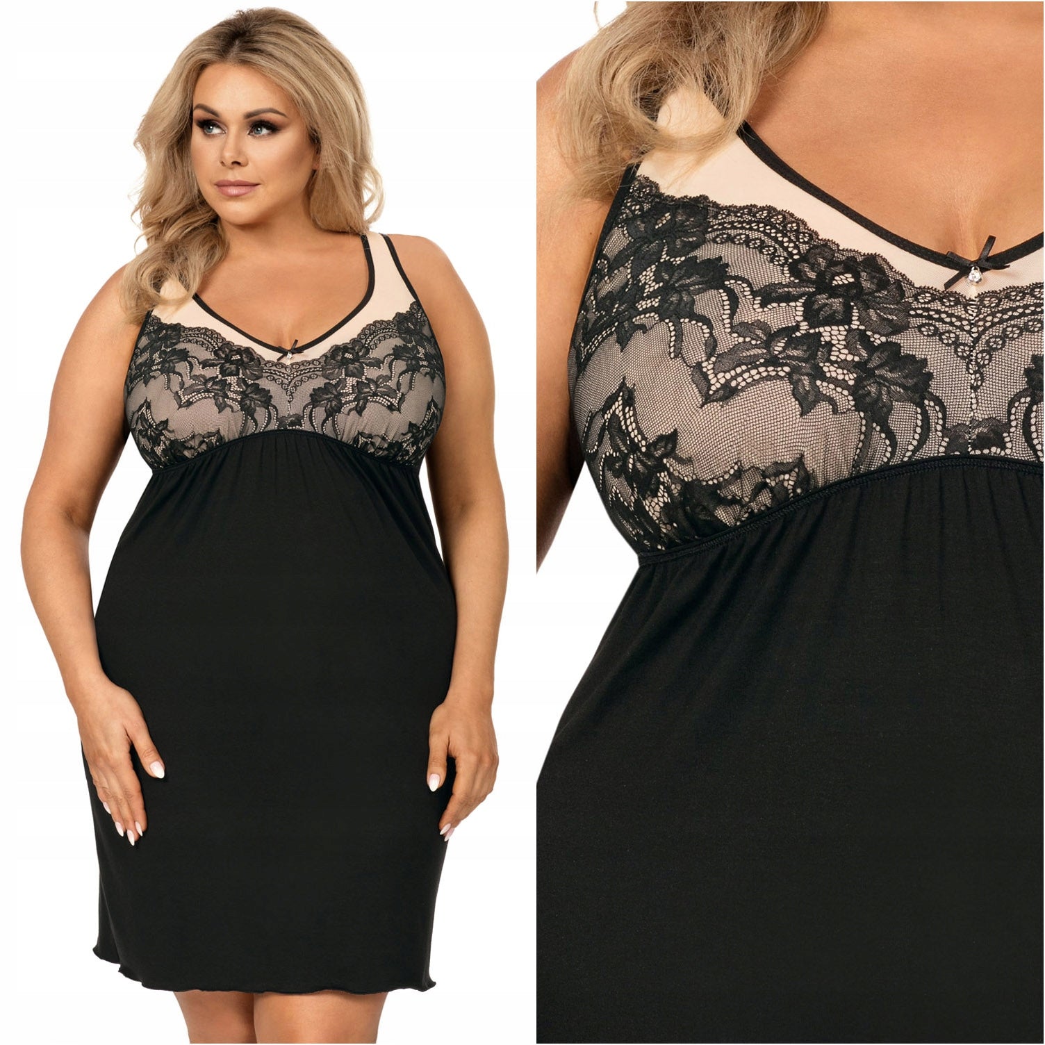 Nachthemden für Damen Donna Sarah plus, schwarz 