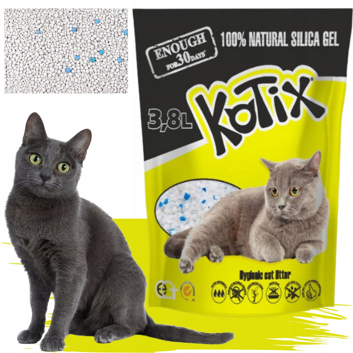 Kotix silicone cat litter 3,8l SET OF 8PCS Packaging status original