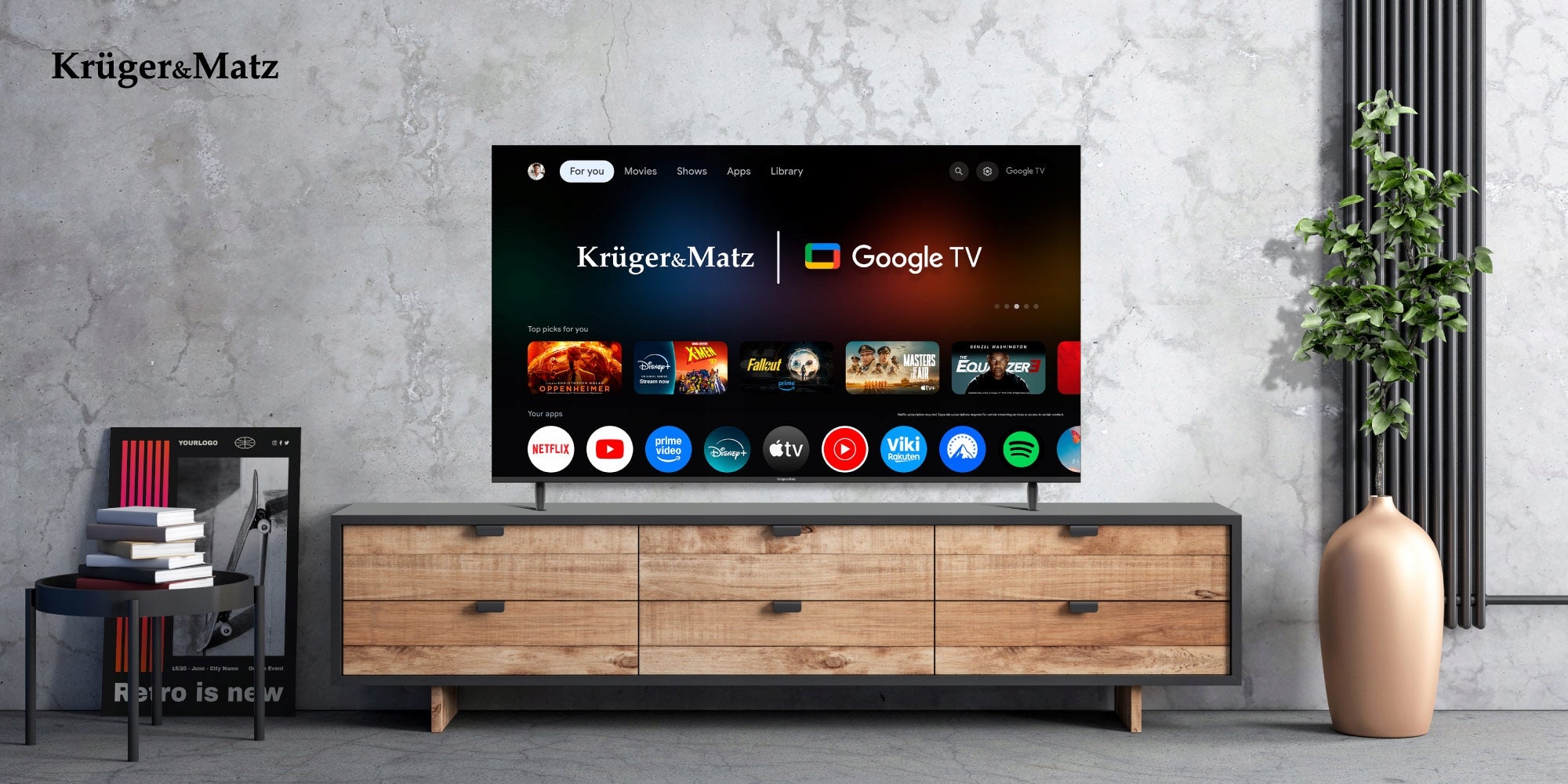 Kruger&Matz 50" UHD Google TV WiFi DVB-T2 H.265 HEVC Packaging status original