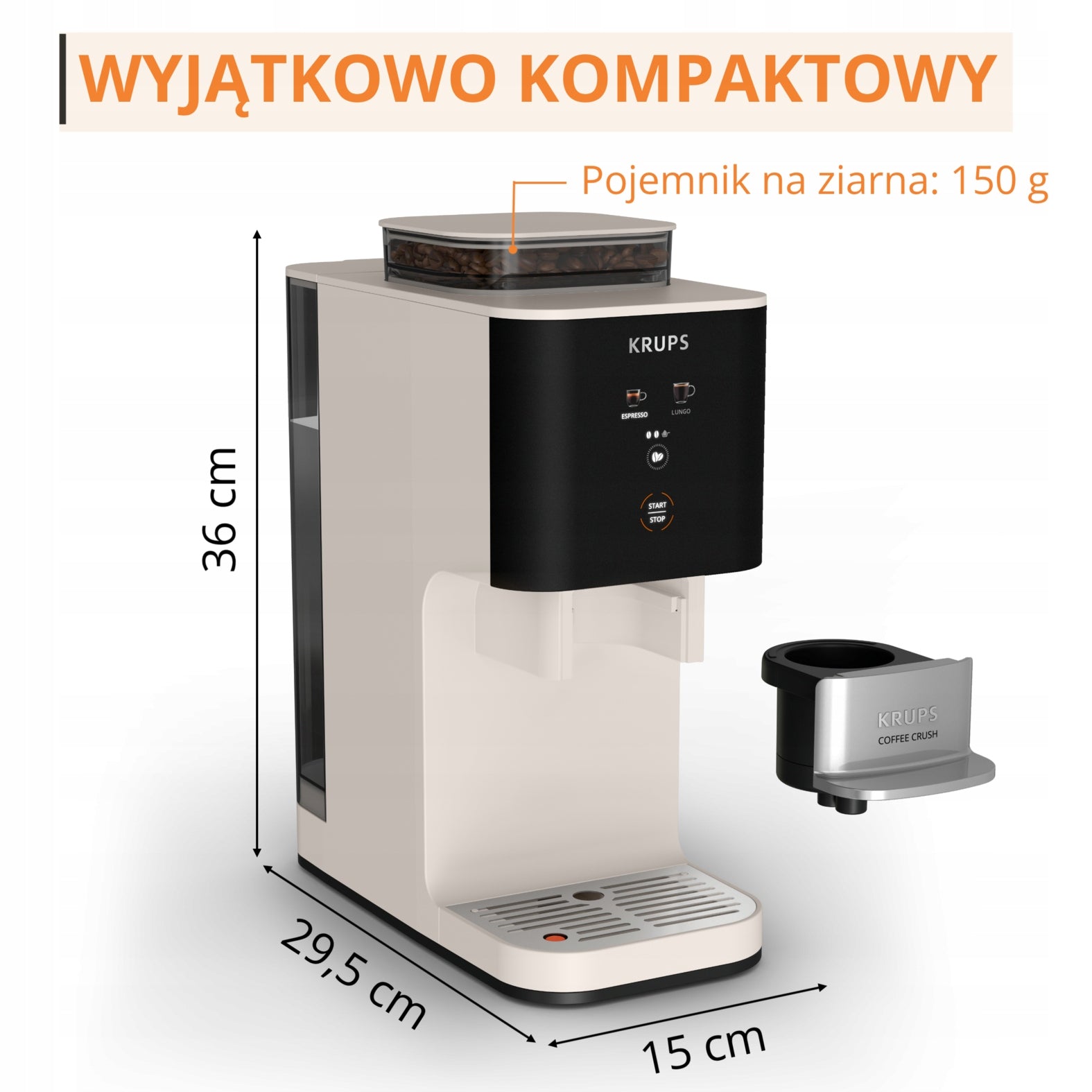 Krups automatic coffee machine SA4001E0 1370 W - beige Brand Krups