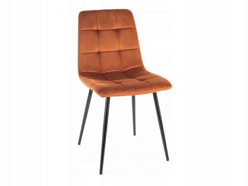 4er-Set Esszimmerstühle Signal Mila Velvet, orange/schwarz 