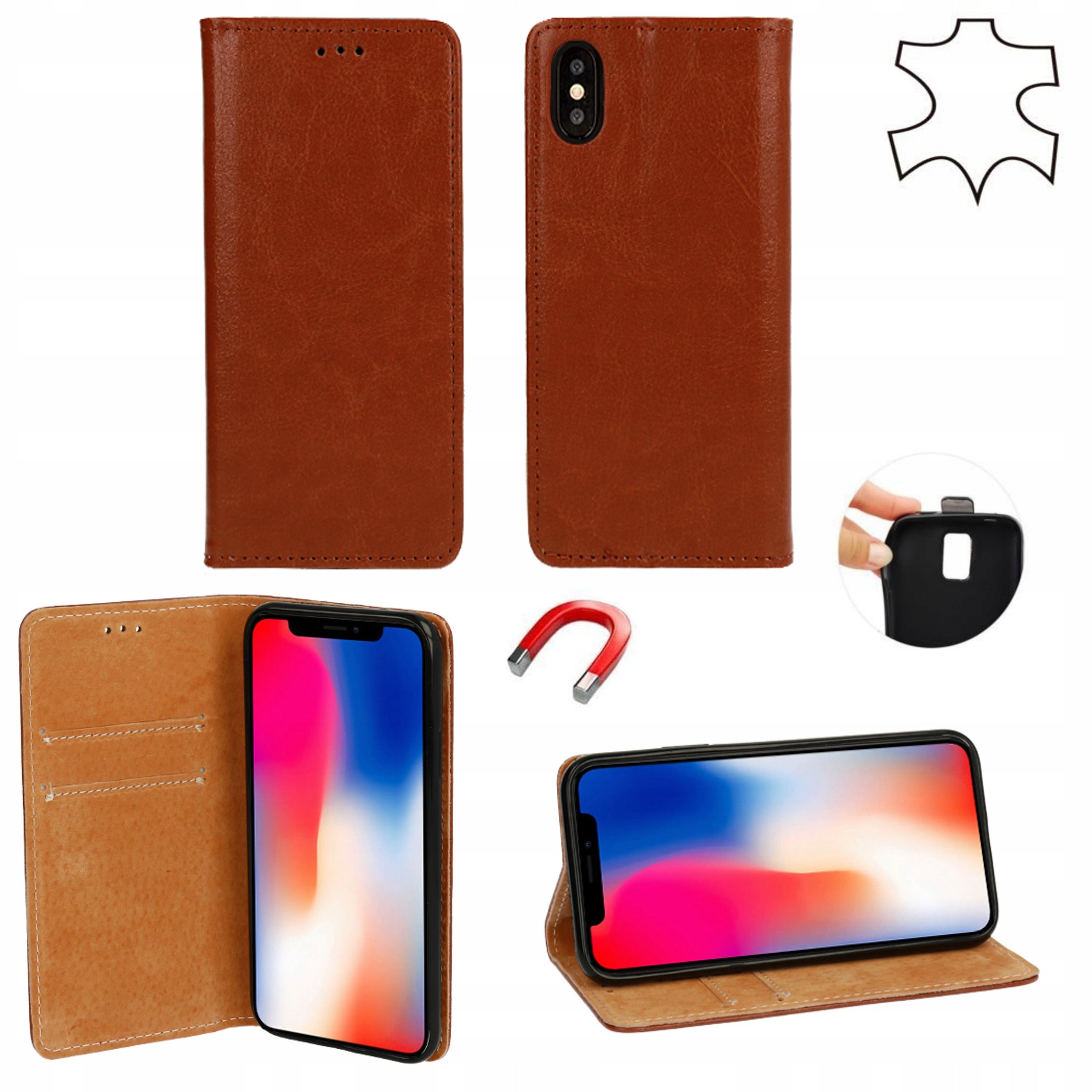 Odinis telefono dėklas Samsung GALAXY A72 5G rudas