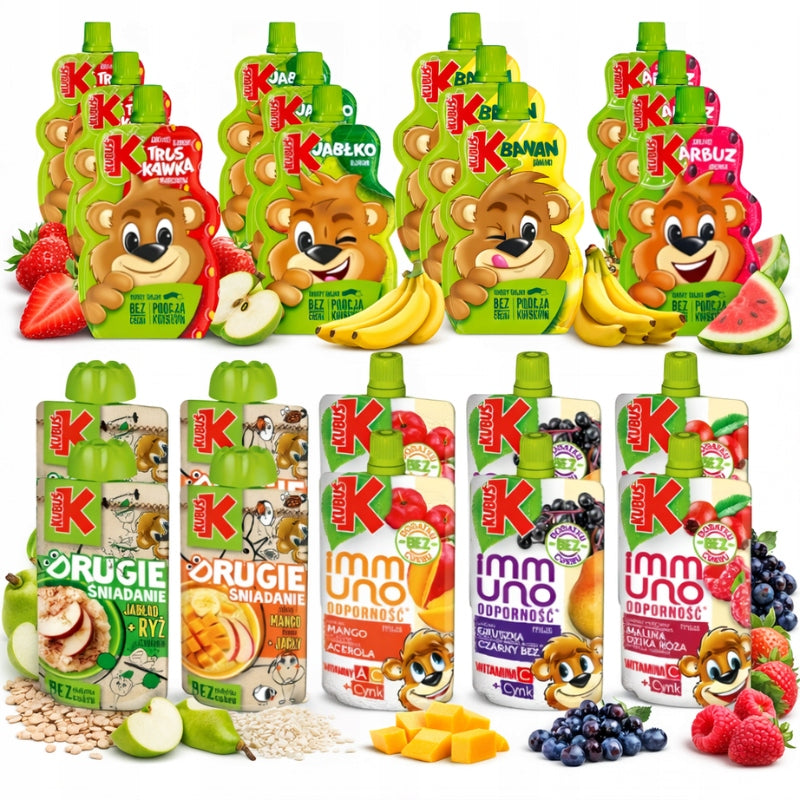 Kubuś Fruit Mousse Mix Tube Set Perfect for Kindergarten School Snack Manufacturer code 400848