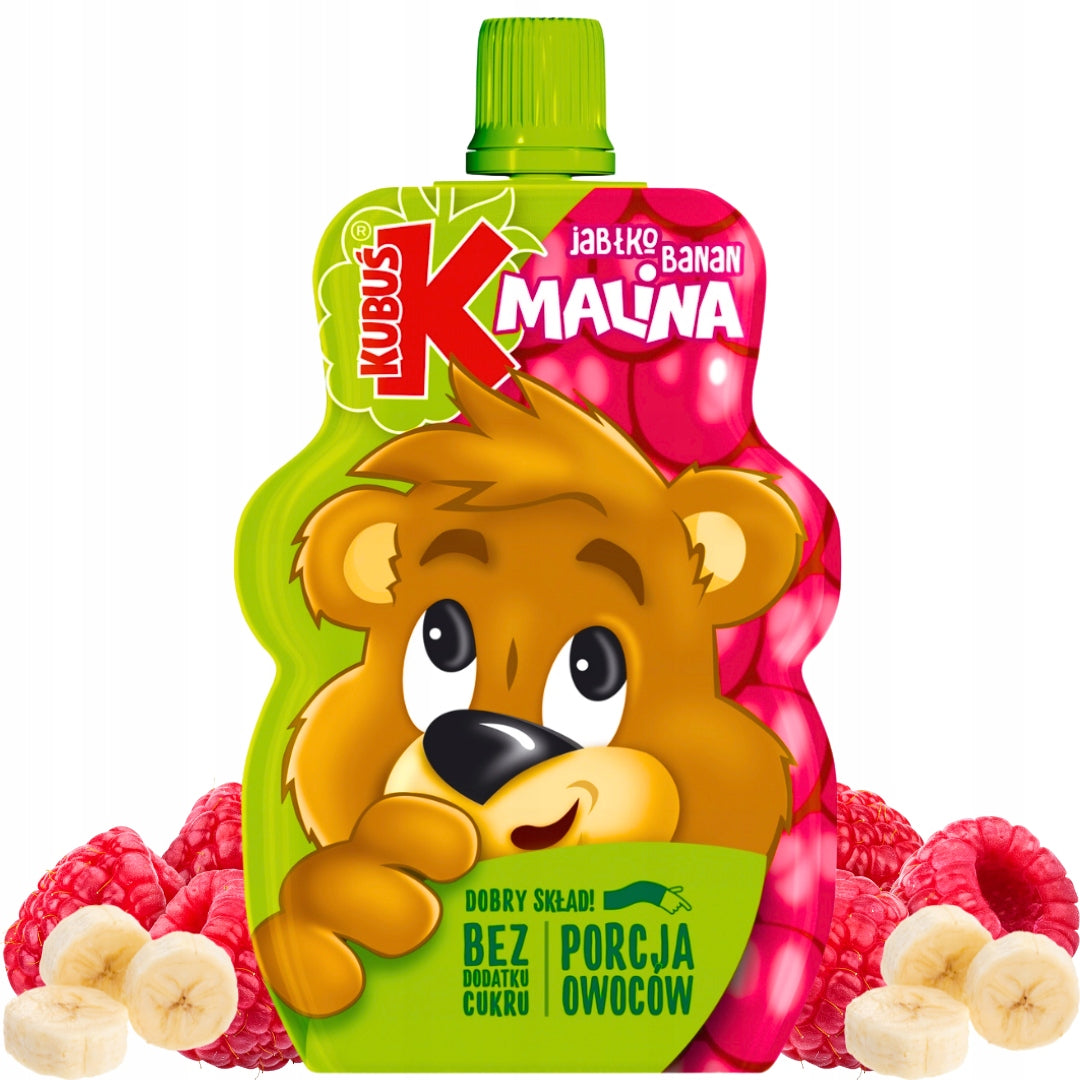 Kubuś Fruit Mousse for Children with Raspberry Flavour 100 g x 12 Pieces Manufacturer code 5901067466349