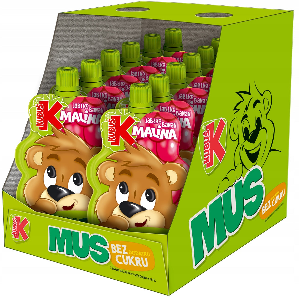 Kubuś Fruit mousse raspberry apple banana 12x100g