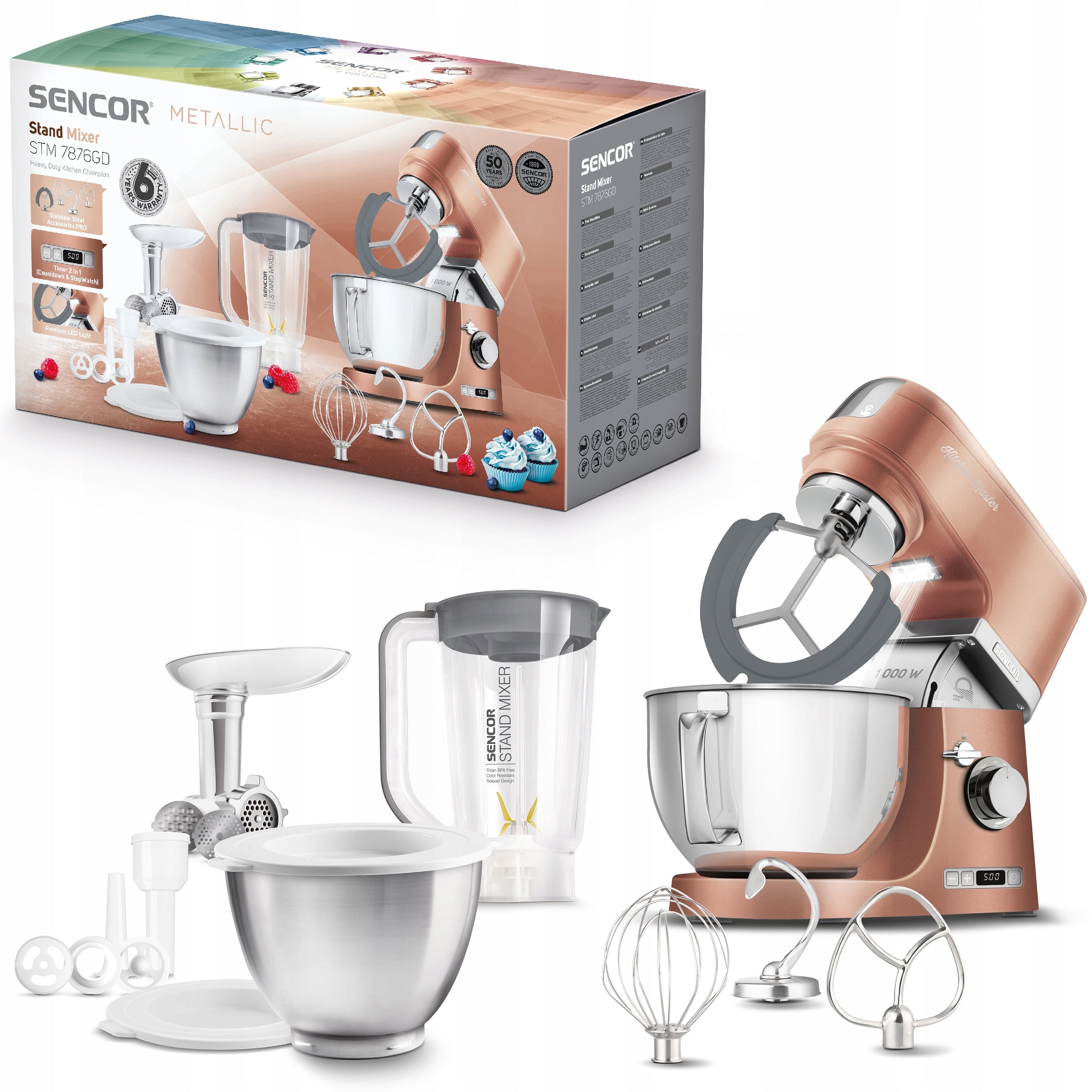 Kuchyňský robot Sencor STM 7876GD 1000 W žlutý/zlatý