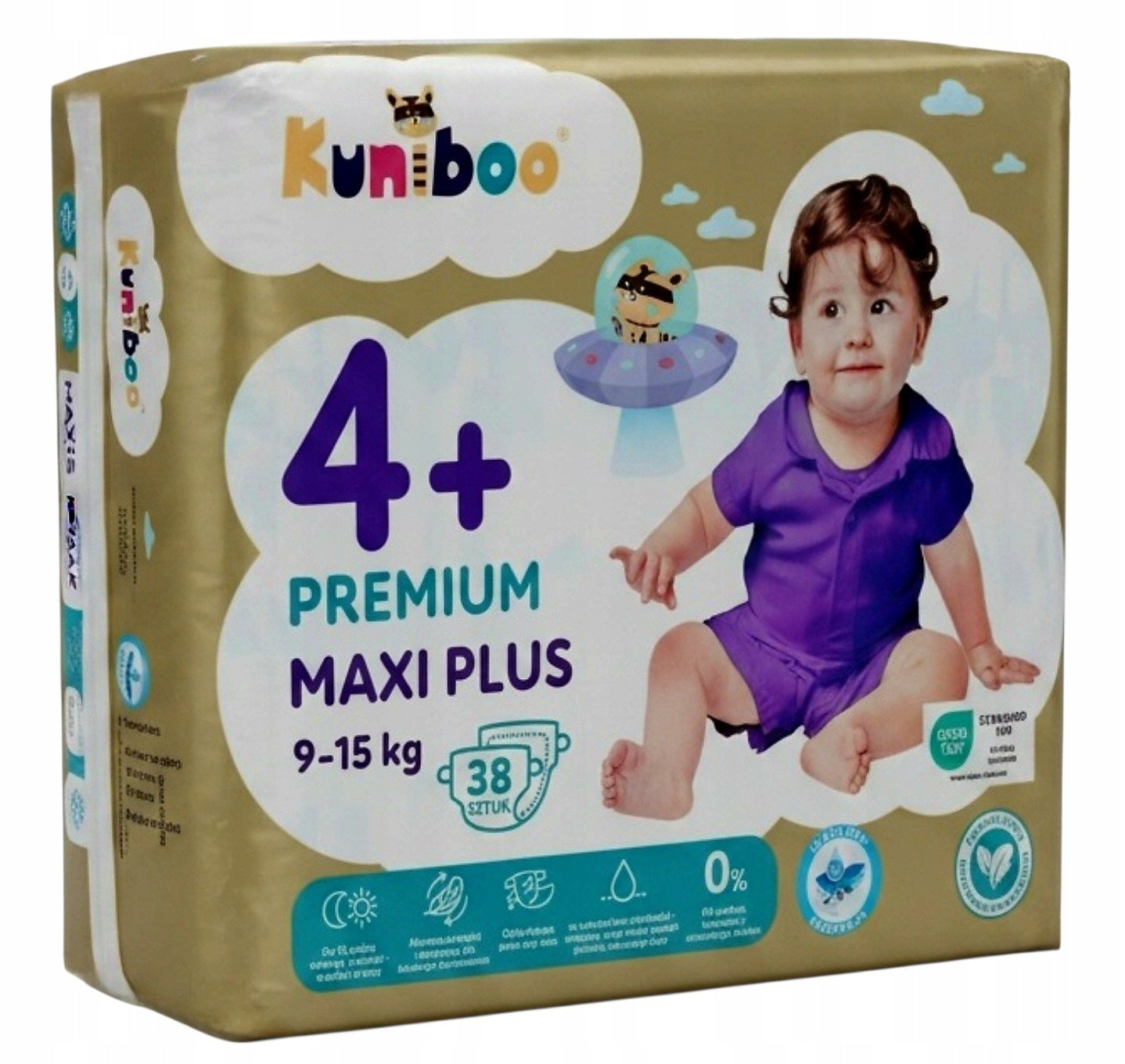 Kuniboo Premium Diapers 4+ / 9-15 kg / 38 pcs.
