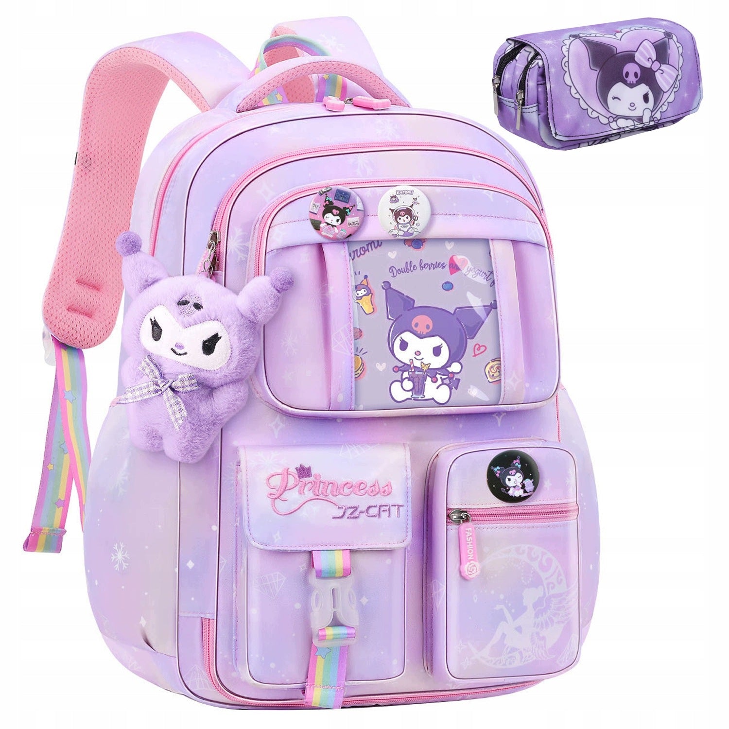 Kuromi SCHOOL BACKPACK SATCHEL PENCIL CASE RAINBOW Class 1-3