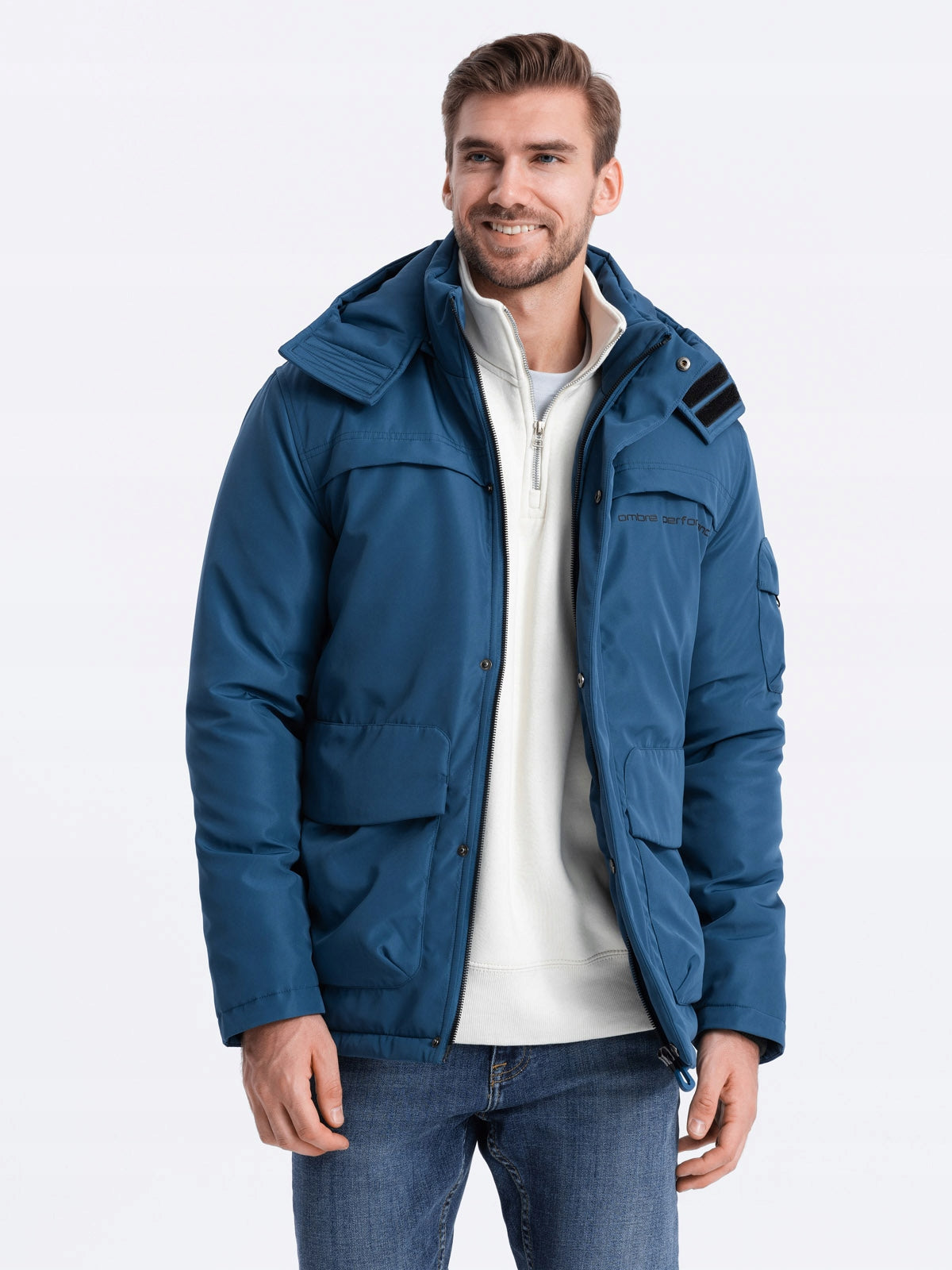 Herren-Kapuzenjacke Ombre C504 Dunkelblau 