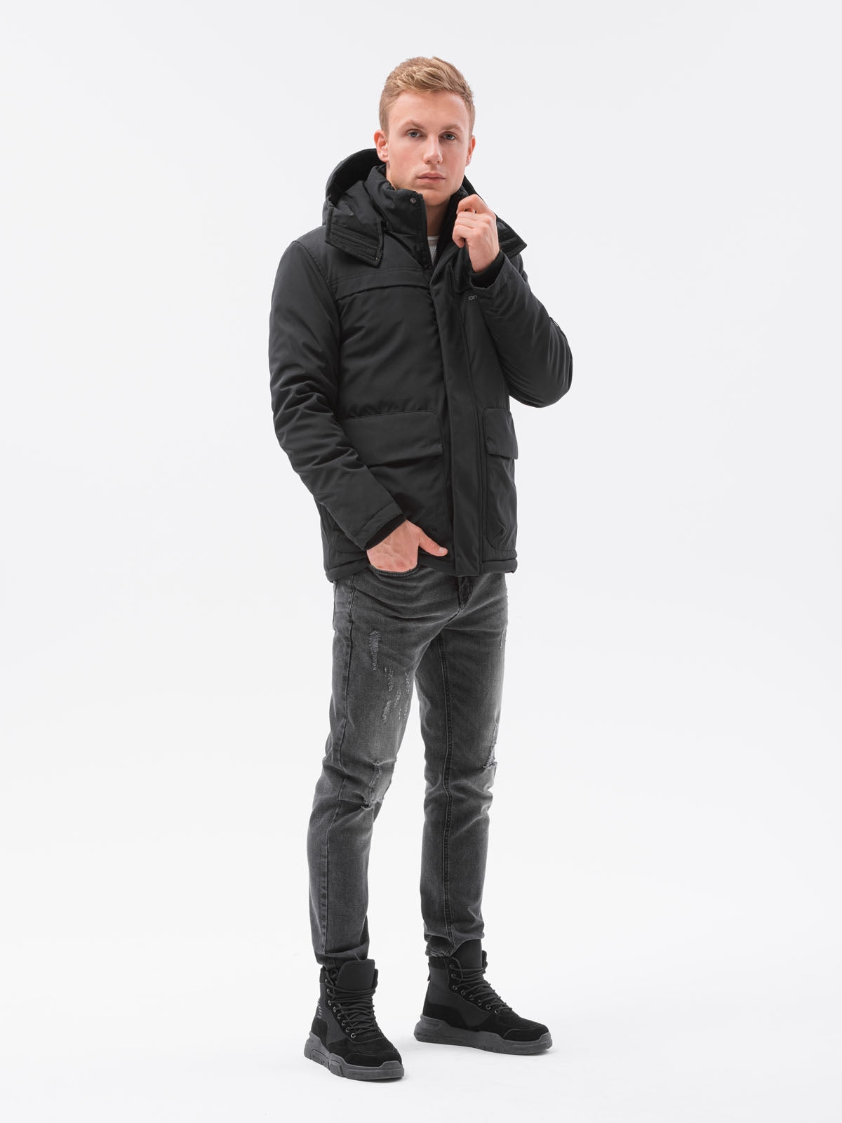 Herren-Kapuzenjacke Ombre C504 Schwarz 