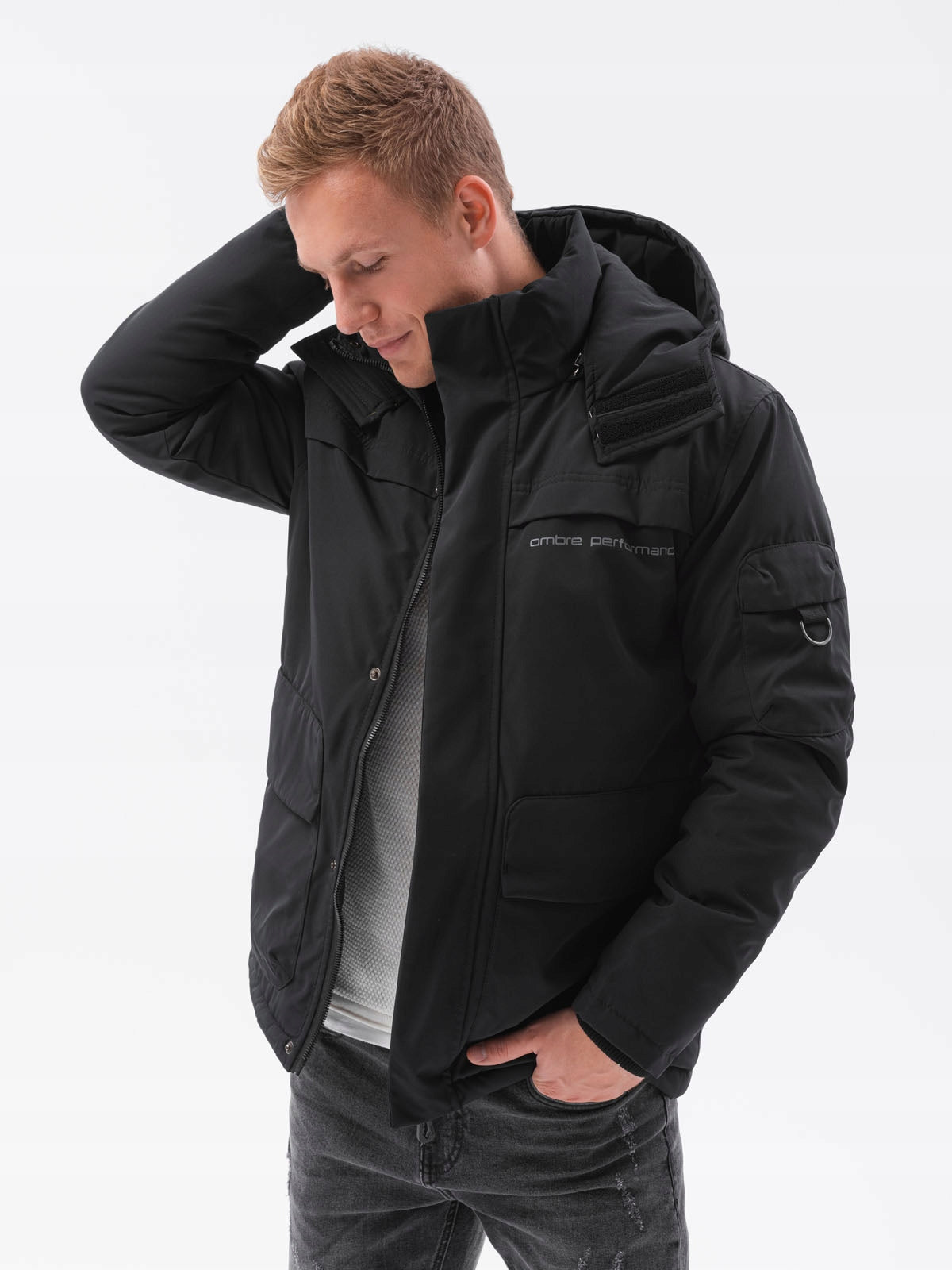 Herren-Kapuzenjacke Ombre C504 Schwarz 